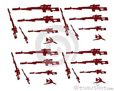 Vector silhouette vector illustration of soldiers guns Svd Cartoon Illustration