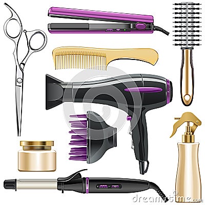 Vector Hair Styling Icons Vector Illustration