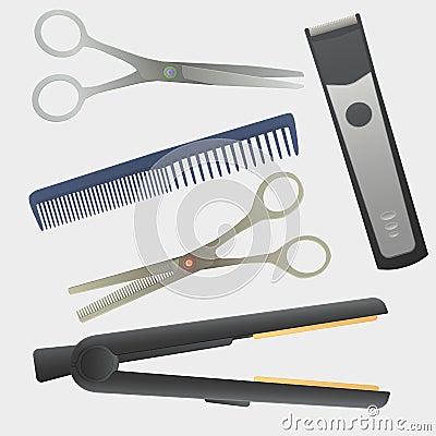 Vector hairdressing tools. Vector Illustration