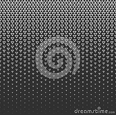 Vector halftone abstract background, black white gradient gradation. Geometric mosaic triangle shapes monochrome pattern Vector Illustration