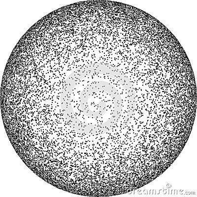 Vector halftone abstract sphere of black random dots on white background, vector design element. Vector Illustration