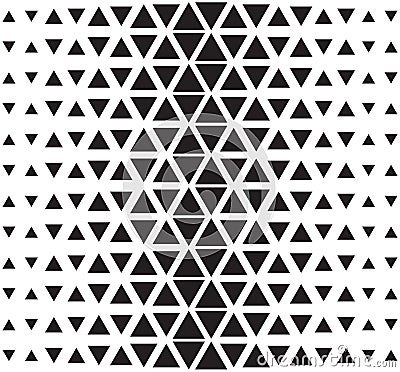 Vector halftone abstract triangular pattern. Seamless black and white triangle illustration Vector Illustration