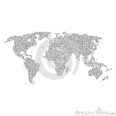 Vector halftone letters world map. Continents for your design. Vector Illustration