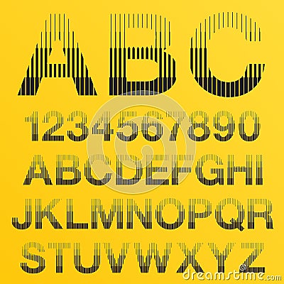 Vector Halftone Lines Alphabet Letters Vector Illustration