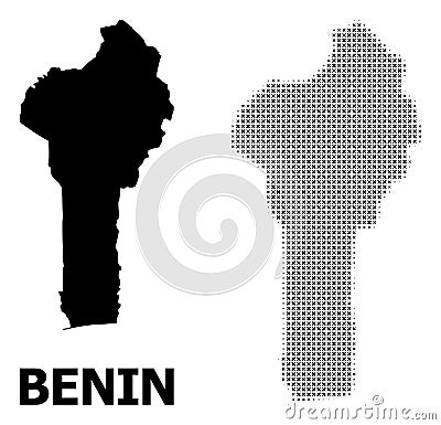 Vector Halftone Mosaic and Solid Map of Benin Vector Illustration