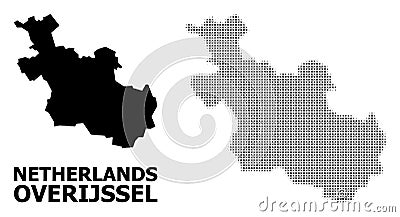 Vector Halftone Mosaic and Solid Map of Overijssel Province Vector Illustration