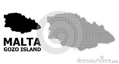 Vector Halftone Pattern and Solid Map of Gozo Island Vector Illustration