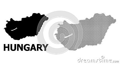 Vector Halftone Pattern and Solid Map of Hungary Vector Illustration