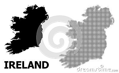 Vector Halftone Pattern and Solid Map of Ireland Island Vector Illustration