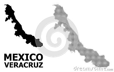 Vector Halftone Pattern and Solid Map of Veracruz State Vector Illustration