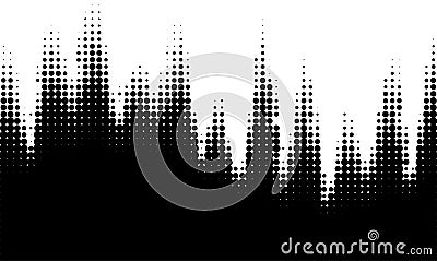 Vector halftone wavy pattern. Half tone circle dots wavy background. Curved wave gradient texture Vector Illustration