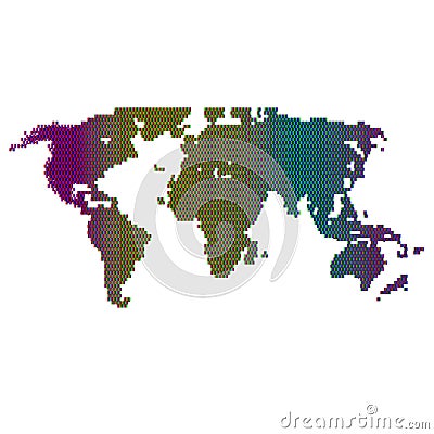 Vector halftone world map. Continents for your design. Vector Illustration
