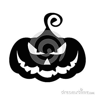 Vector halloween angry pumpkin black icon. Halloween party sign Vector Illustration