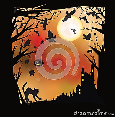 Vector Halloween background. Vector Illustration