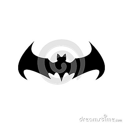 Vector halloween black bat animal icon or sign isolated on white background. vector bat silhouette with wings. Vector Illustration