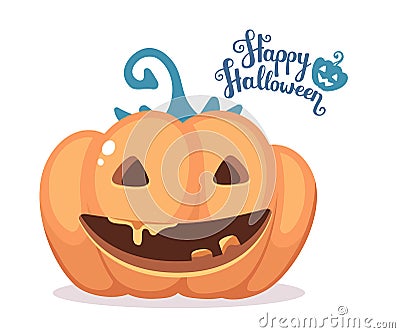 Vector halloween illustration of decorative orange pumpkin Vector Illustration