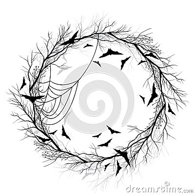 Vector Halloween wreath white background Vector Illustration