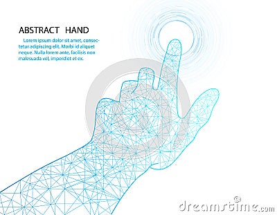 Vector hand and circle tech design on white color background. Vector Illustration