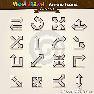 Vector Hand Draw Arrow Icon Set Vector Illustration