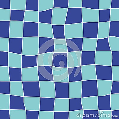 Vector hand draw blue mosaic square checkered background or texture Vector Illustration