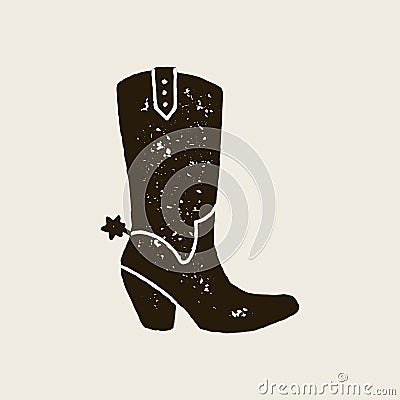 Cowboy boots silhouette in retro style Vector Illustration