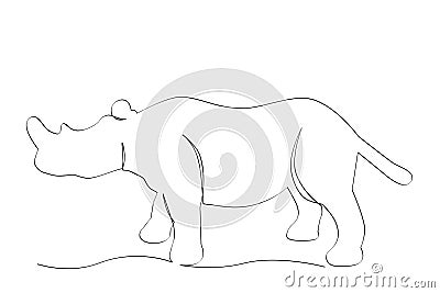 simple vector hand draw sketch rhinoceros, isolated on white Vector Illustration