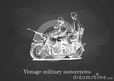 Illustration of Military Motorcycles Vector Illustration