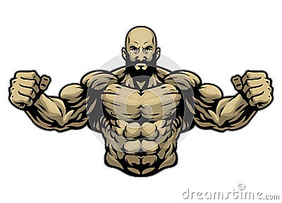 Hand Drawing of Muscle Bodybuilder Vector Illustration