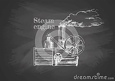 Steamer on blackboard Vector Illustration