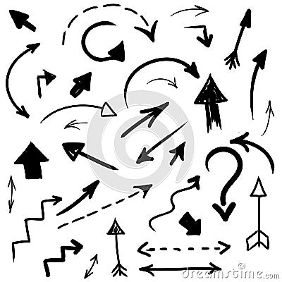 Vector hand drawn arrows collection Stock Photo