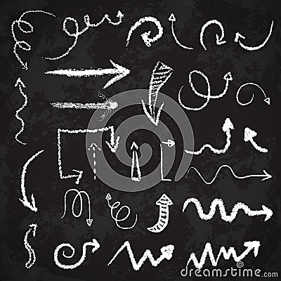 Vector hand drawn artistic chalk arrow set in grunge manner f Vector Illustration