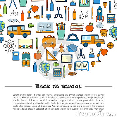 Vector hand drawn back to school background Vector Illustration