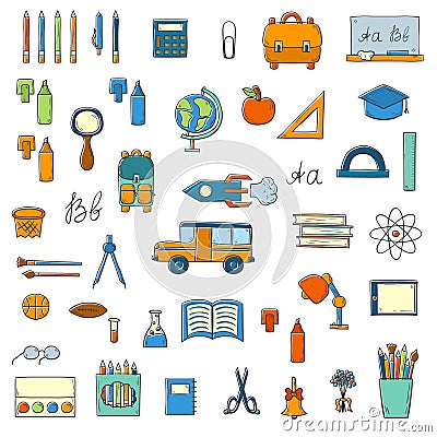 Vector hand drawn back to school icons Vector Illustration