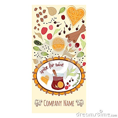 Vector hand drawn banner Spice for wine Vector Illustration