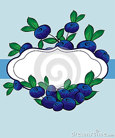 Vector hand drawn blueberry berry label. Vector Illustration
