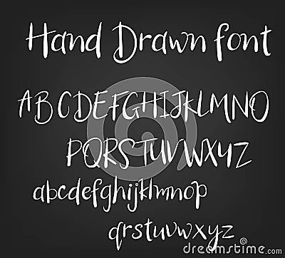 Vector hand drawn calligraphic font. Handmade calligraphy tattoo alphabet. ABC.English lettering, lowercase, uppercase Vector Illustration