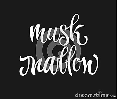 Vector hand drawn calligraphy style lettering word - Musk mallow. Vector Illustration