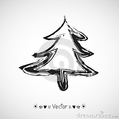 Vector hand drawn christmas tree icon, Illustration EPS10 Vector Illustration