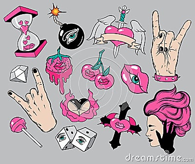 Vector hand drawn collection of surreal illustrations. Vector Illustration