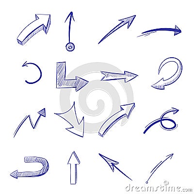 Vector hand drawn curved arrows Vector Illustration