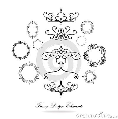 Vector of hand drawn design elements used in patterned circles Vector Illustration