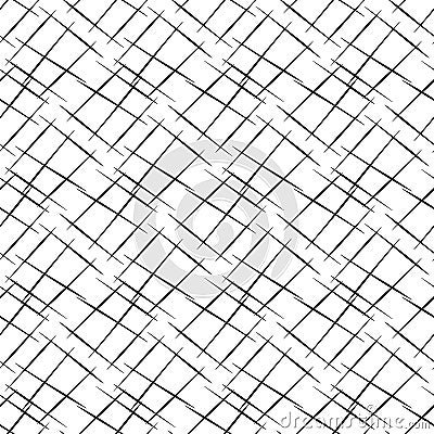 Vector hand drawn diagonal scribbled grunge lines in criss cross design. Seamless texture weave pattern background Vector Illustration