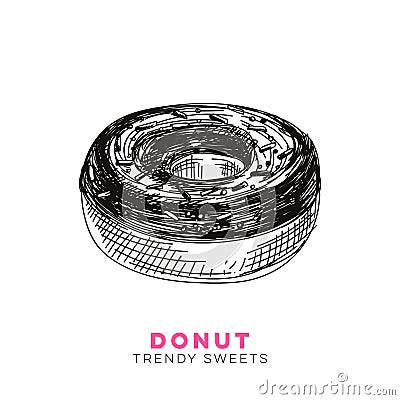 Vector hand drawn donut Illustration. Vector Illustration