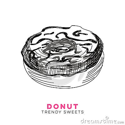 Vector hand drawn donut Illustration. Vector Illustration