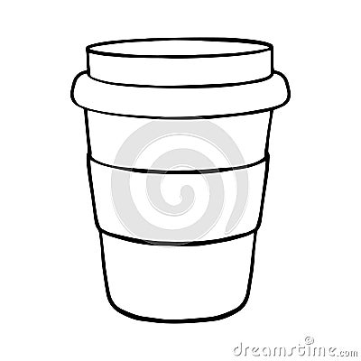 Vector Hand drawn doodle of disposable paper cup with coffee or tea. Cartoon sketch Vector Illustration