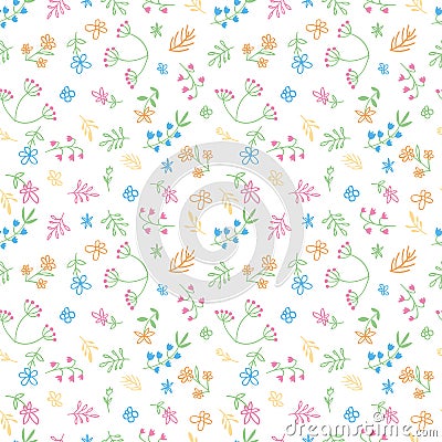 Vector hand drawn doodle flower seamless pattern Vector Illustration