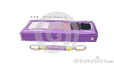 Vector hand drawn doodle makeup products: eyeshadow palette Stock Photo