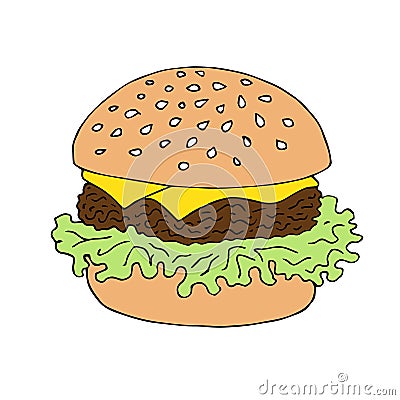 Vector hand drawn doodle sketch colored burger Stock Photo