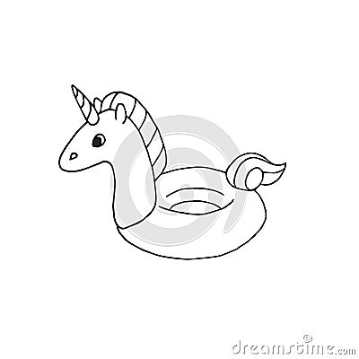 Vector hand drawn doodle sketch unicorn float Stock Photo