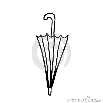 Vector hand drawn doodle umbrella walking stick. Vector Illustration